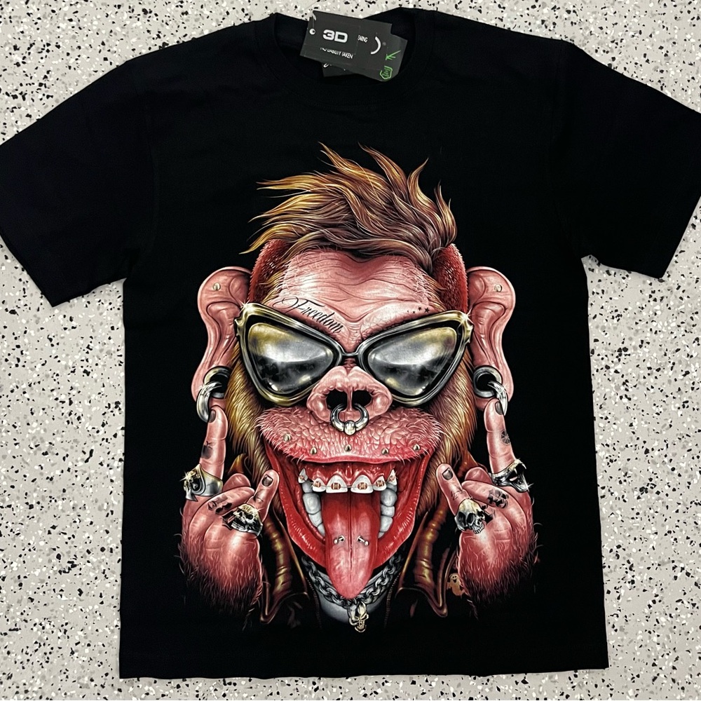 Glow in the dark 3D Monkey Rock On Shirt. NWT
